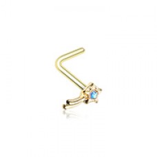 Golden Wishing Opal Shooting Star L-Shape Nose Ring