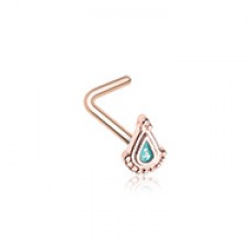 Rose Gold Bollywood Glitter L-Shape Nose Ring