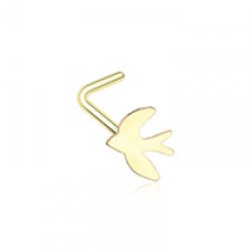 Golden Soaring Swallow L-Shape Nose Ring