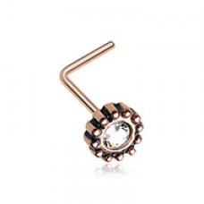 Rose Gold Aira Filigree Sparkle Icon L-Shaped Nose Ring