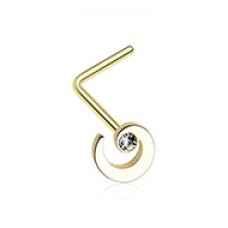 Golden Spiral Swirl Sparkle L-Shaped Nose Ring