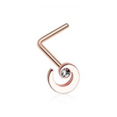 Rose Gold Spiral Swirl Sparkle L-Shaped Nose Ring
