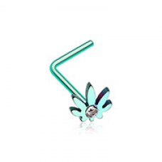 Colorline Cannabis Sparkle L-Shaped Nose Ring