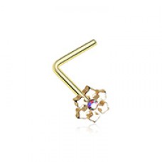 Golden Snowflake Sparkle L-Shaped Nose Ring