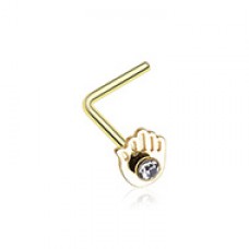 Golden Hamsa Sparkle L-Shaped Nose Ring