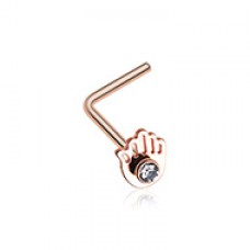 Rose Gold Hamsa Sparkle L-Shaped Nose Ring