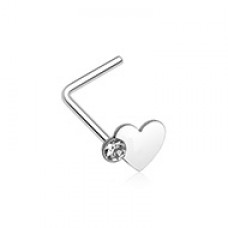 Adorable Heart Sparkle L-Shaped Nose Ring