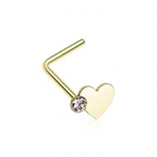 Golden Adorable Heart Sparkle L-Shaped Nose Ring