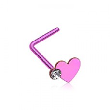 Colorline Adorable Heart Sparkle L-Shaped Nose Ring