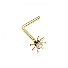 Golden Blazing Sun Sparkle L-Shaped Nose Ring