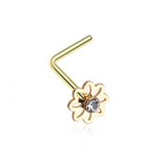 Golden Daisy Breeze Sparkle L-Shaped Nose Ring