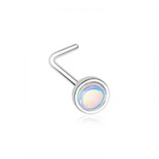 Bezel Set Illuminating Mirror Reflecting Stone L-Shape Nose Ring 