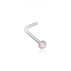 Opalite Press Fit Gem Top Steel  L-Shape Nose Ring