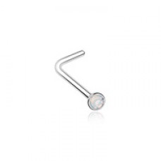 Opalite Press Fit Gem Top Steel  L-Shape Nose Ring
