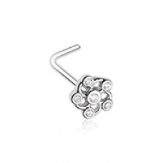 Lavish Flower CZ L-Shape Nose Ring