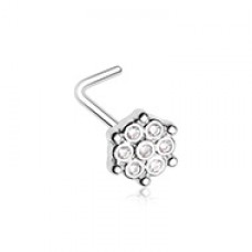 Extravagant Snowflake CZ L-Shape Nose Ring