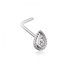 Classic Ornate Teardrop L-Shape Nose Ring