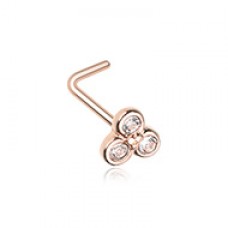 Rose Gold Bezel Trilogy L-Shape Nose Ring