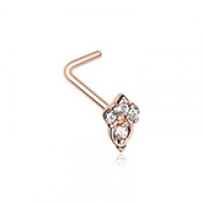 Rose Gold Elegant Victorian L-Shape Nose Ring