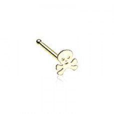 Golden Pirate Skull Nose Stud Ring