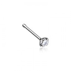 Prong Set Gem Top Steel Nose Stud Ring