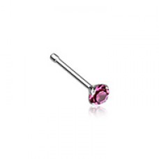 Prong Set Gem Top Steel Nose Stud Ring