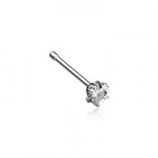 Heart Prong Set Gem Top Steel Nose Stud Ring