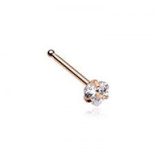 Rose Gold Heart Prong Set Gem Top Nose Stud Ring