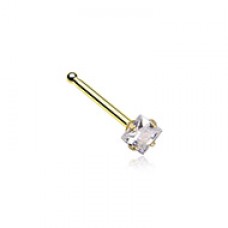 Golden Square Prong Set Gem Top Nose Stud Ring
