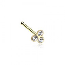 Golden Trinity Gem Nose Stud Ring