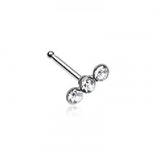 Triple Linear Gem Nose Stud Ring