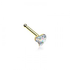 Golden Heart Glitter Sparkle Nose Stud Ring