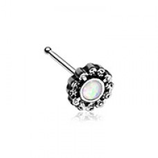 Ornate Filigree Opal Sparkle Nose Stud Ring