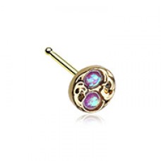 Golden Tao Filigree Opal Sparkle Nose Stud Ring