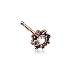 Rose Gold Lotus Flower Filigree Sparkle Icon Nose Stud Ring