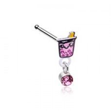 Boba Drink Dangle Gem Nose Stud Ring