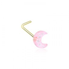 Golden Celestial Kawaii Glitter Star Moon L-Shaped Nose Ring