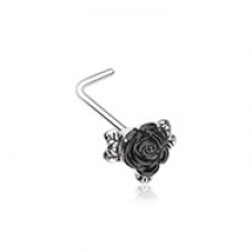 Gothic Black Rose L-Shape Nose Ring