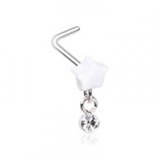 Sweet Kawaii Coquette Cloud Star Dangle L-Shape Nose Ring