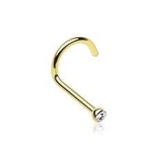 Golden Press Fit Gem Top Steel Nose Screw Ring