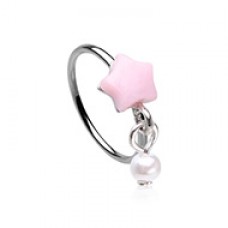 Sweet Kawaii Coquette Cloud Star Pearl Dangle Bendable Nose Hoop