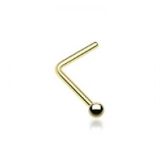 Gold PVD Ball Top L-Shaped Nose Ring