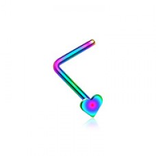 Colorline Steel Heart L-Shaped Nose Ring