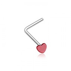 Vibrant Enamel Heart L-Shaped Nose Ring