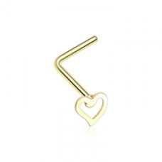 Golden Dainty Heart Icon L-Shaped Nose Ring