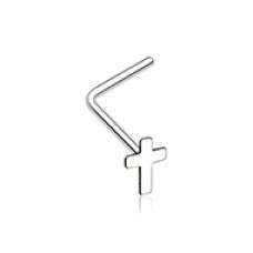 Dainty Cross Icon L-Shaped Nose Ring