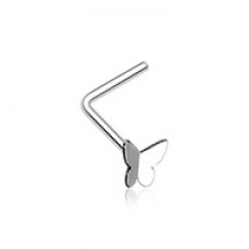 Dainty Butterfly Icon L-Shaped Nose Ring
