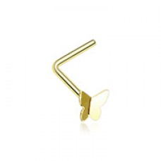 Golden Dainty Butterfly Icon L-Shaped Nose Ring