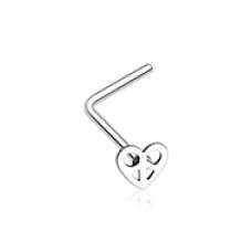 Dainty Peace Sign Heart Icon L-Shaped Nose Ring