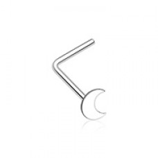 Dainty Crescent Moon Icon L-Shaped Nose Ring